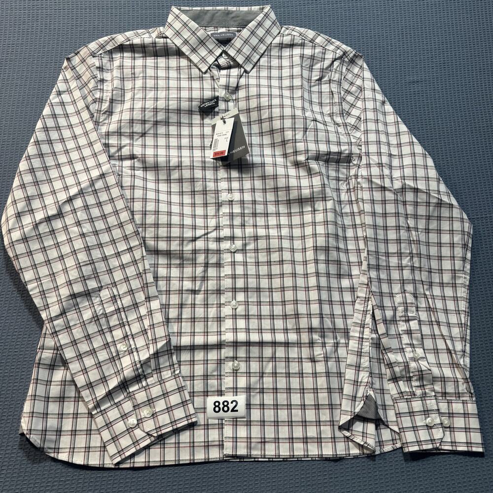 Van Heusen Men's Regular Fit Button Down Collar Dress Shirt Sz L Brand New‎